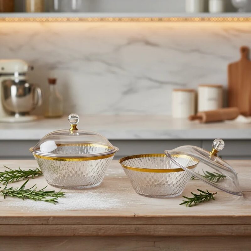 PACK 2 FUENTES & BOWL TRANSPARENTE CON TAPA - Imagen 2